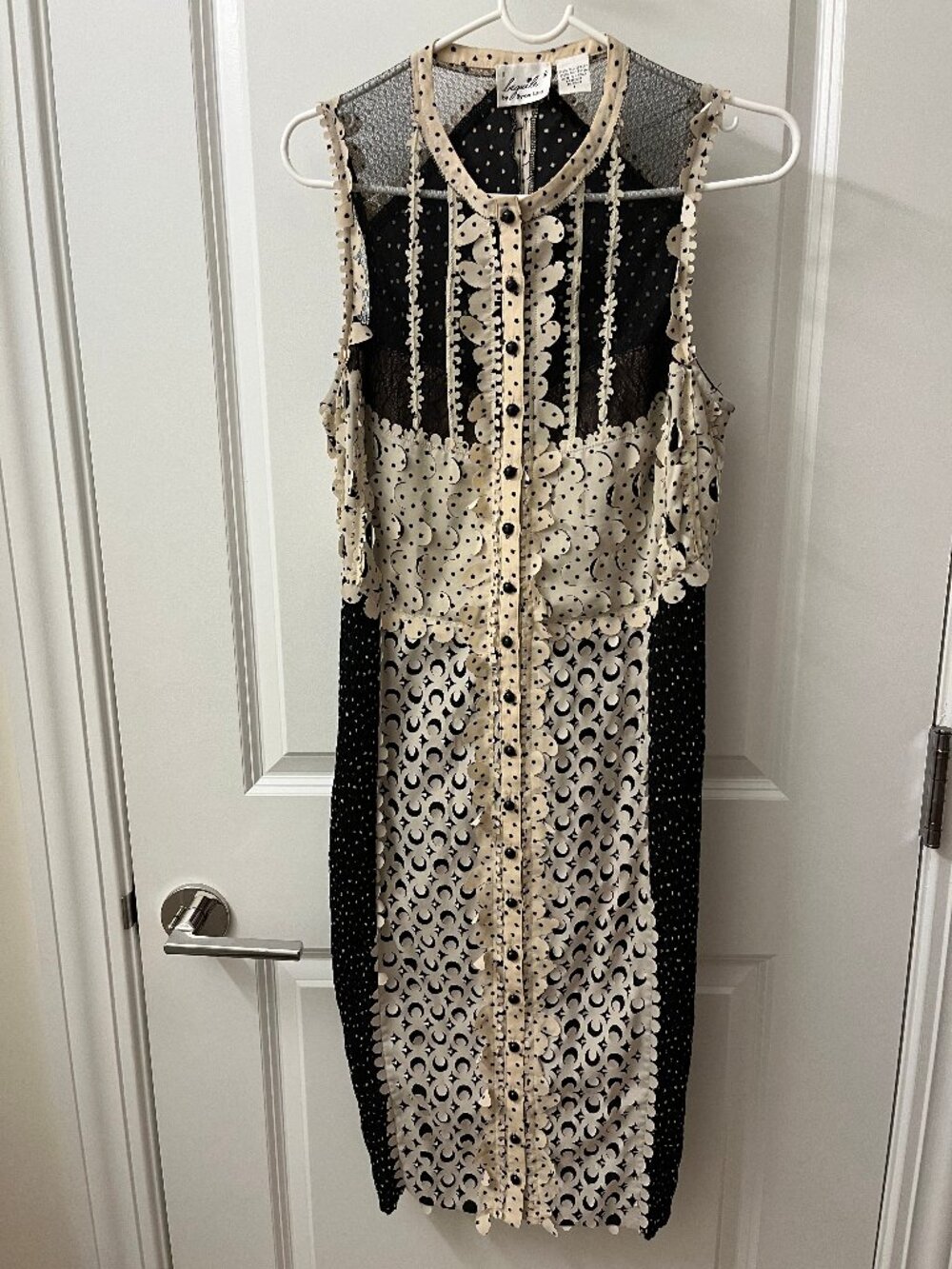 Byron Lars Beguile Laser Cut Black & Cream Anthropologie Dress Size 8